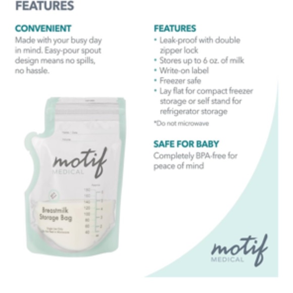 Motif Medical Milk storage bags  (x2)- 100 count each - New - Picture 5 of 5